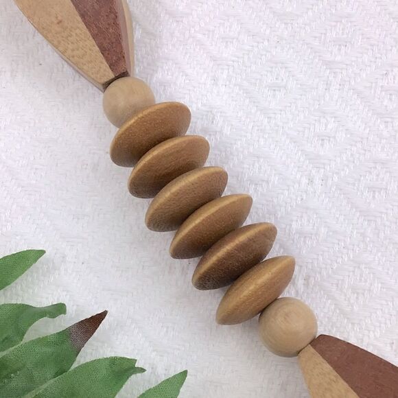 Natural Wood Bead Geometric Necklace - Picture 7 of 9